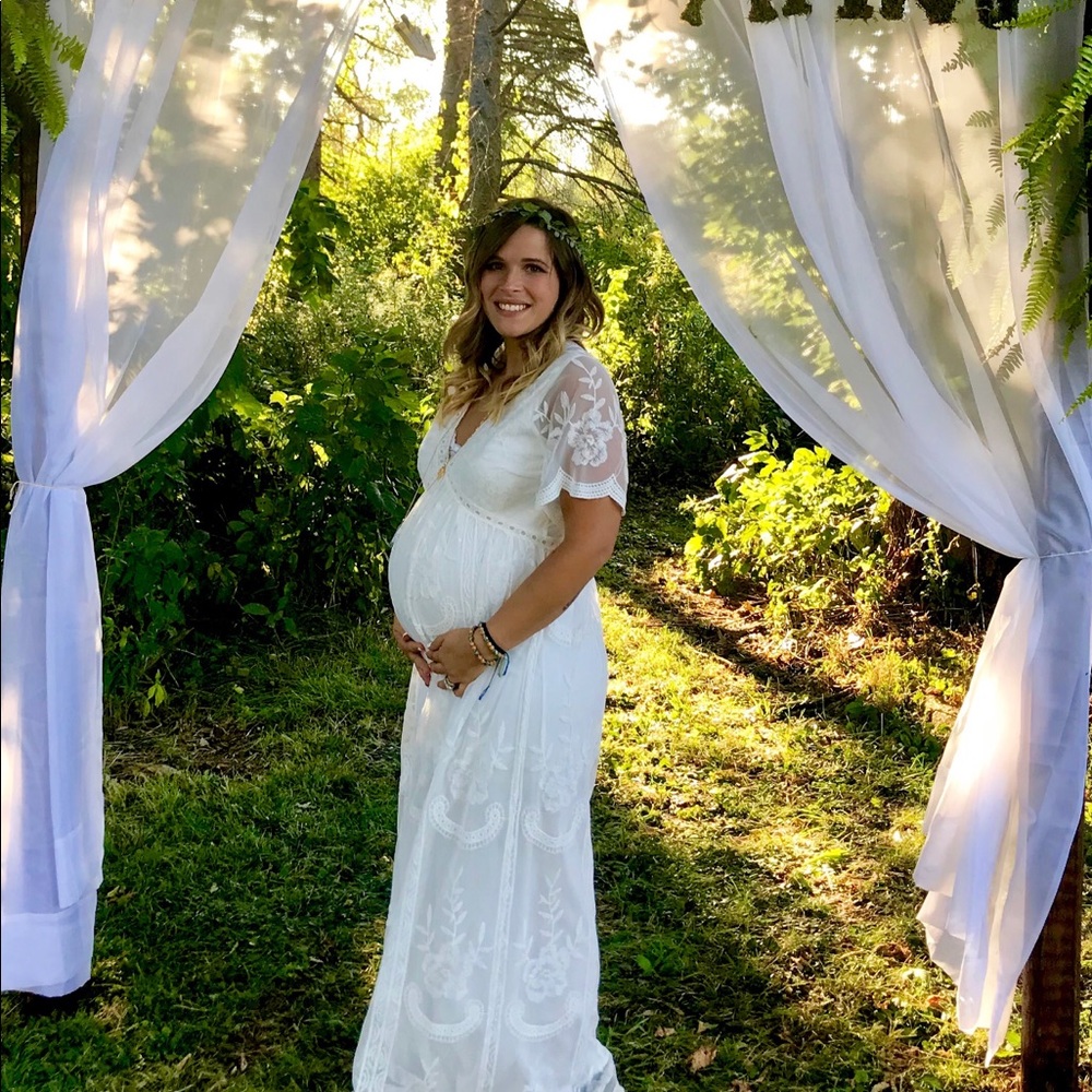 Pinkblush bohemian white maternity dress
